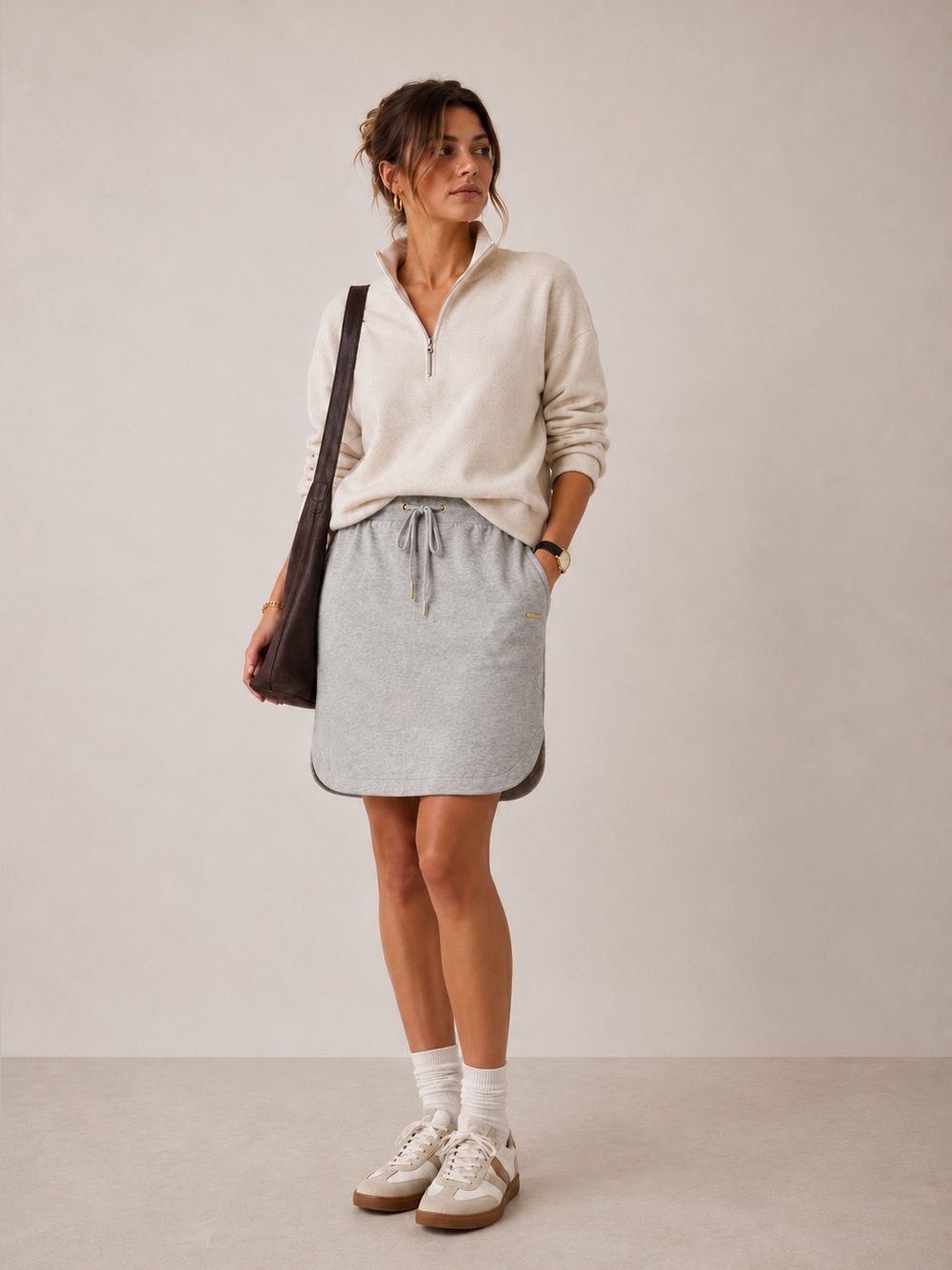 Part Two Copenhagen Cashmere Blend Knit Midi Skirt Gray Drawstring